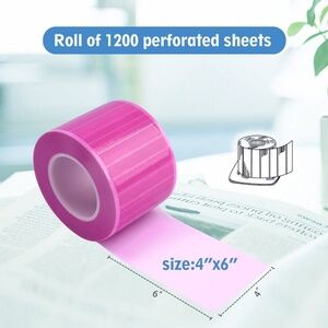 1200 Sheets Pink Dental Barrier Film Roll with Dispenser Box 4" x 6"